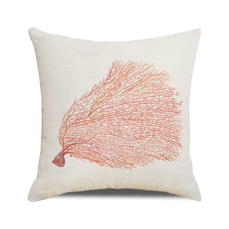 Watercolor Painting of Coral Marine Creatures Digital Printing Short Plush Pillow Covers for Car Sofa Office Cushion Cover