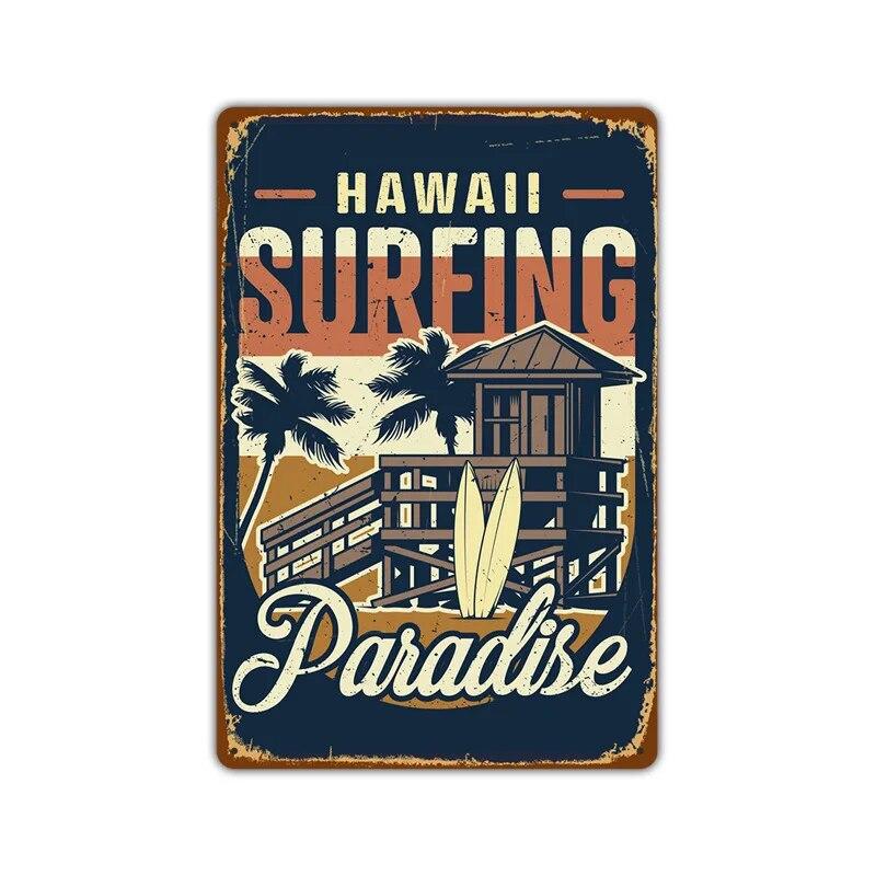Tiki Bar Wall Art Posters, Tin Signs, Beach Bar, Hawaii Surfing, Vintage Home Decor, Tin, Pub, Cafe, ZSS16