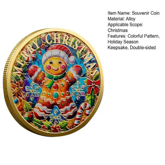 Christmas Santa Coins Double-sided Alloy Collectible Coin Colorful Pattern Festive Souvenir Coin for Christmas