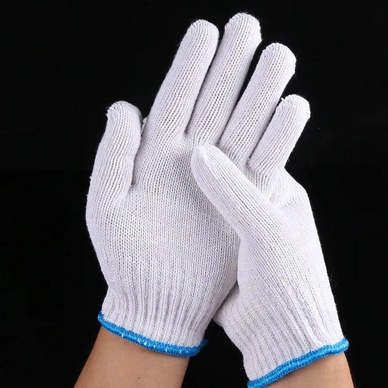 Durable And Safe 24Pcs Protective Gloves Cotton Thread Gloves Work Thick Nylon White Yarn Wear Resistant Cotton Thread Gloves