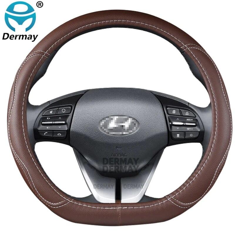 for Hyundai ioniq 2016 2017 2018   Car Steering Wheel Cover D Shape PU Leather Auto Accessories interior Fast Shipping