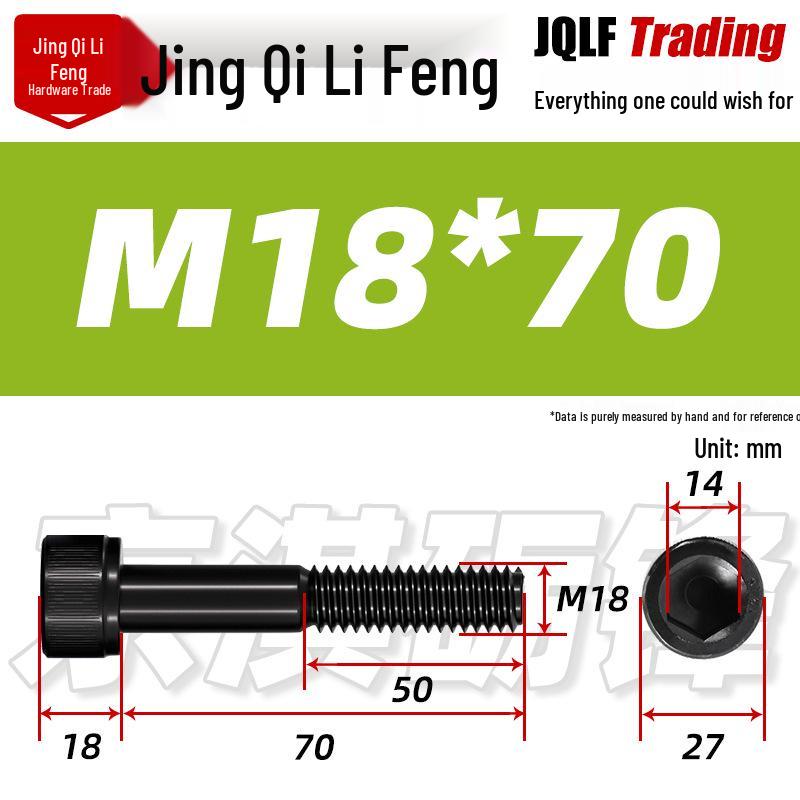 M18-20 High-Strength Black Hex Socket Head Cap Screws with Knurled Cylindrical Bolts