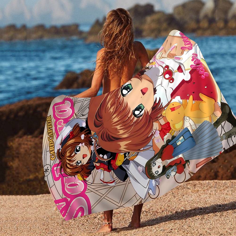 Anime C-Cardcaptor Sakura Microfiber Blanket Quick Drying Beach Towels Oversized Printing Super Absorbent Pool Towel Blanket