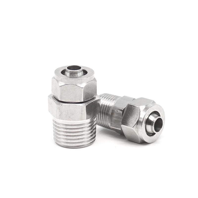 304 Stainless Steel Quick-Connect Air Tube Fitting with PTFE PU Nylon Hose Quick Lock Nut