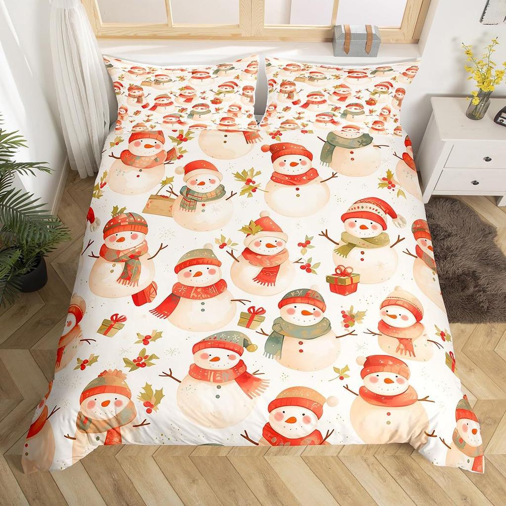 Cartoon Weihnachtsmann Dreiteiliger Bettbezug 3D Digitaldruck Bettwäscheset Bettdecke