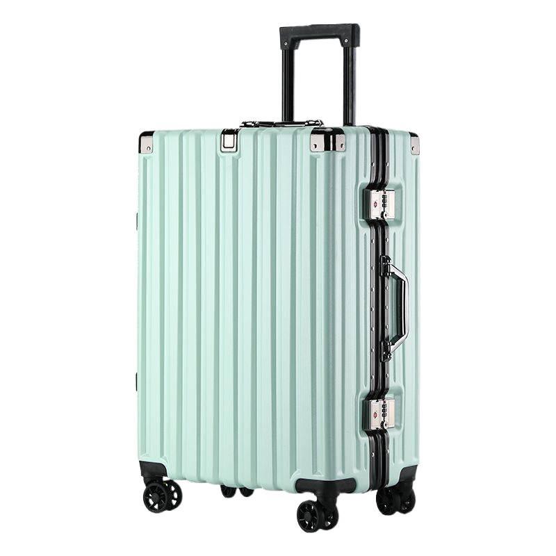 Durable Leather Carry-on Trolley with Combination Lock for Students and Men