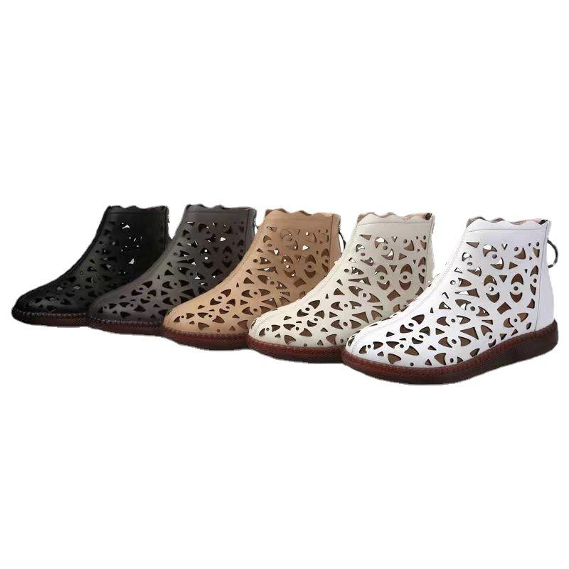 2023 Women's Korean-Style Gladiator Sandals - Breathable Hollow-Out, Back Zipper, Thick Sole, Flat Heel