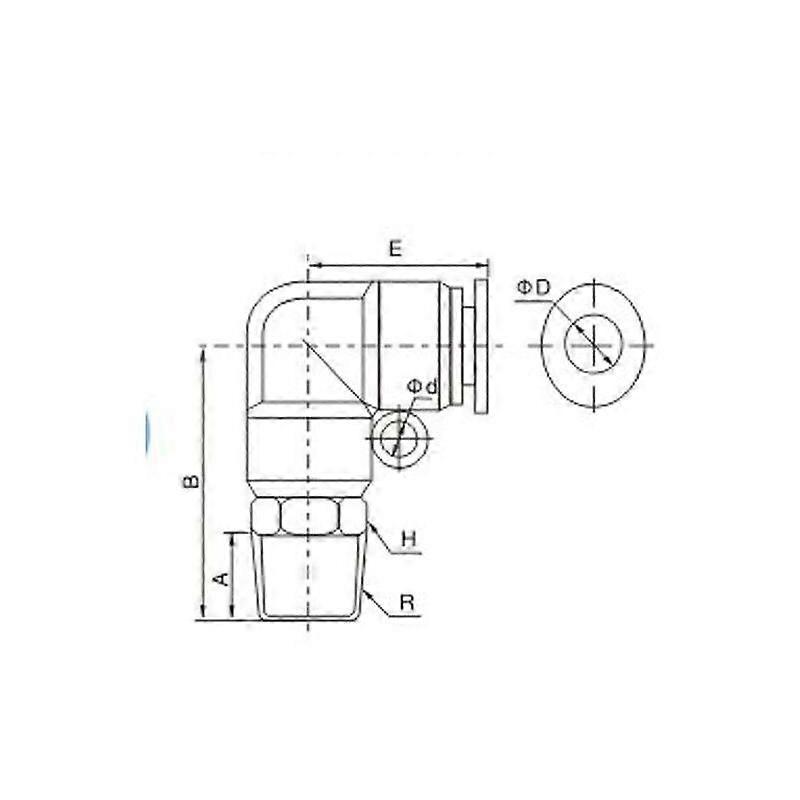 6 Pieces Pneumatic Connectors, Male Thread Quick Fittings, Black Pneumatic Elbow Connector, Suitable for DIY Tools (8mm, 1/4")