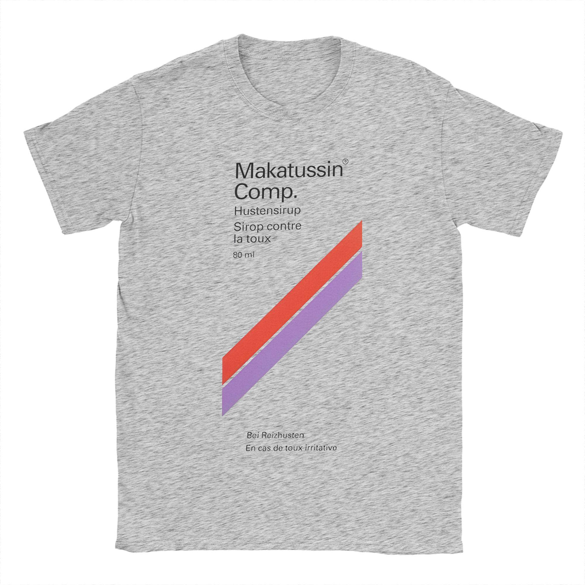 

Men T-Shirts Makatussin Comp 80ml Label Vintage Cotton Tee Shirt Short Sleeve Funny T Shirts Crewneck Clothes Summer M
