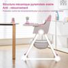 Chaise haute pour bébé, chaise pour repas bébé, évolutive pliable et ajustable, ,De 6 mois à 3 ans(15KG)- Rose