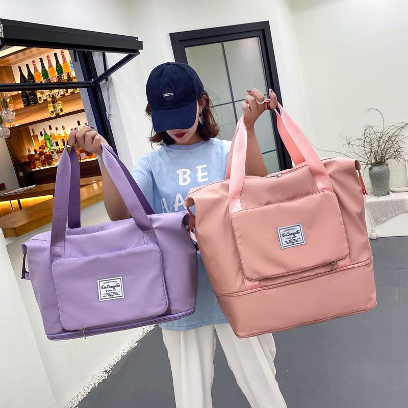 Dry and Wet Separation Fitness Bag, Large Capacity, Short-distance Shoulder Bag, Maternity Carry-on Bag, Foldable Travel Bag