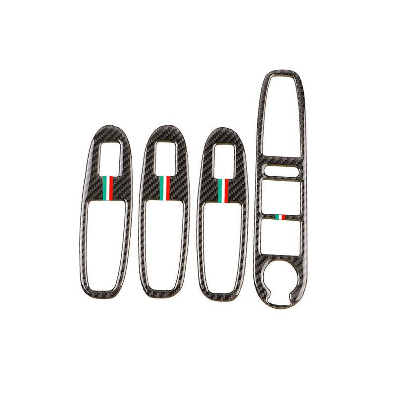 For Alfa Romeo 159 2004-2011 Soft Carbon Fiber Car Interior Door Armrest Window Glass Lift Panel Switch Button Frame Cover Trim