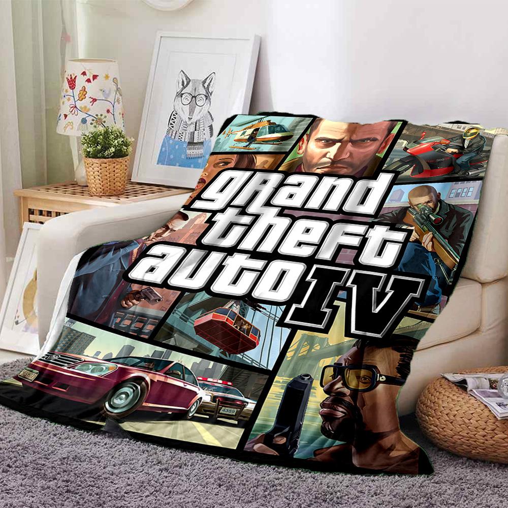 Grand Theft Auto Iv Flannel Blanket Super Soft Warm Cozy Blanket for Sofa Bed Office Travel All‑Season Home Decor Gift