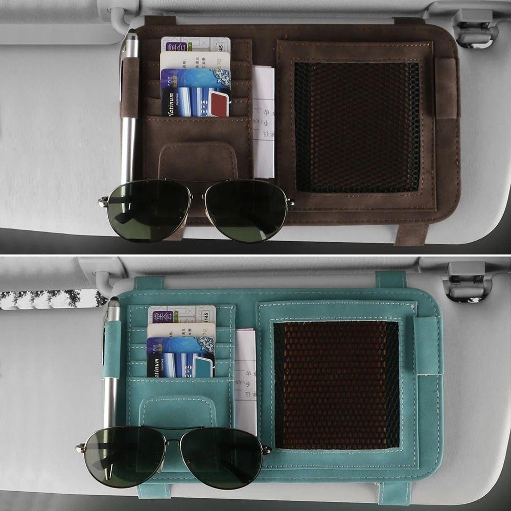 Multi-compartment Car Sun Visor Organizer Net Pocket Sun Visor Pocket Interior Accessories
