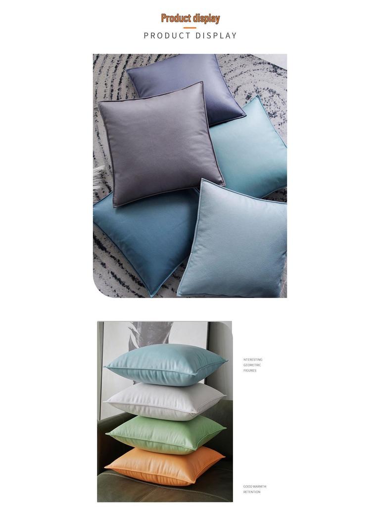 Luxury Retro Faux Leather Pillow Cover with Lychee Pattern - Soft Headboard, Office Cushion, Sofa Throw.