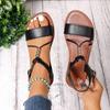 Fashion 2025 New Style Round Toe Flat Sandals Summer Fashion Solid Color Round Head  Ankle Buckle Comfortable Casual Sandals for Women