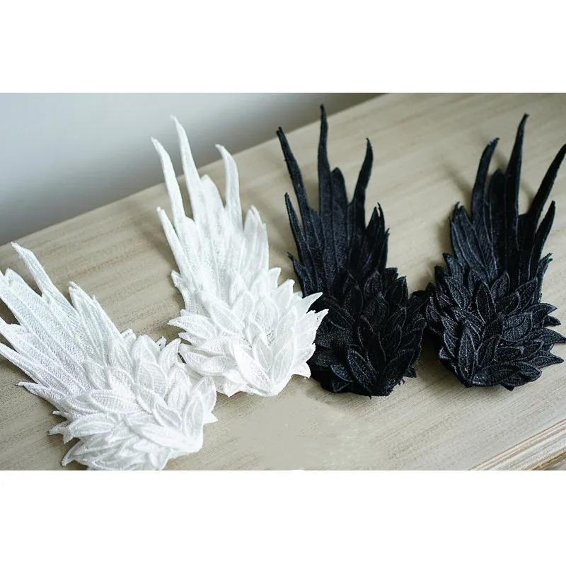 Handmade Cosplay Gothic Lolita Angel Wings Hairpin Demon Headdress Harajuku Horns Embroidery Feather Hair Clip Anime Accessories