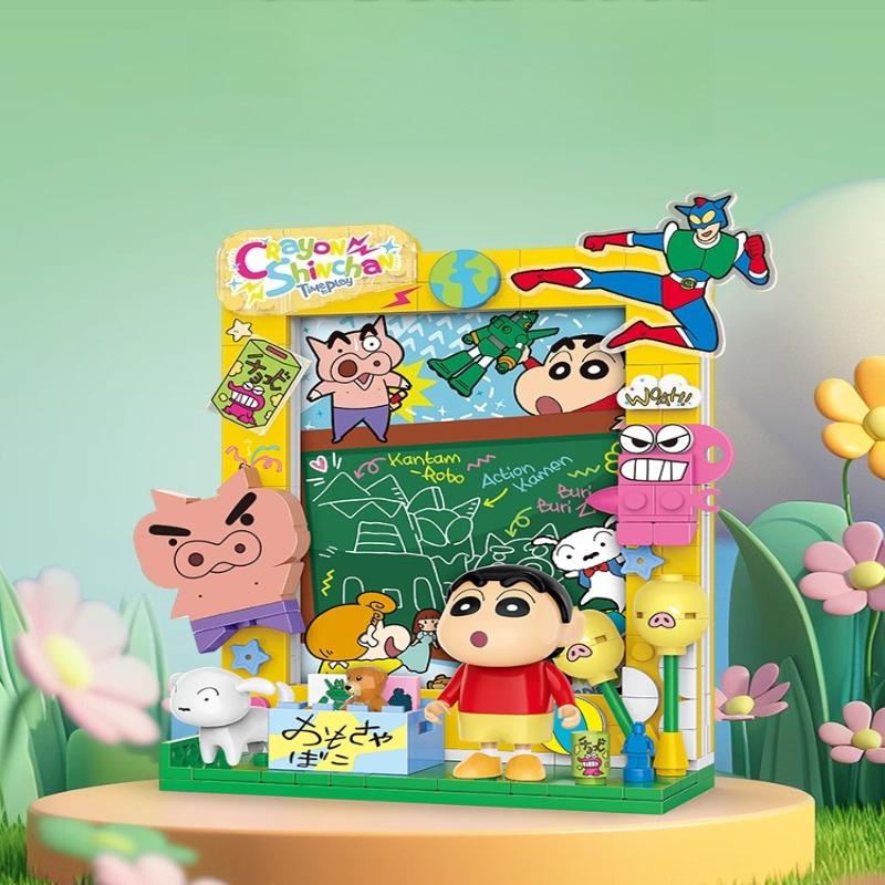 Crayon Shin-chan Photo Frame Building Blocks Educational Hand-assembled Toys Cartoon Creative Birthday Gift Ornament Model