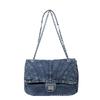 Denim fashion tote bag 2025 new large capacity chain messenger bag casual commuter women's shoulder bag