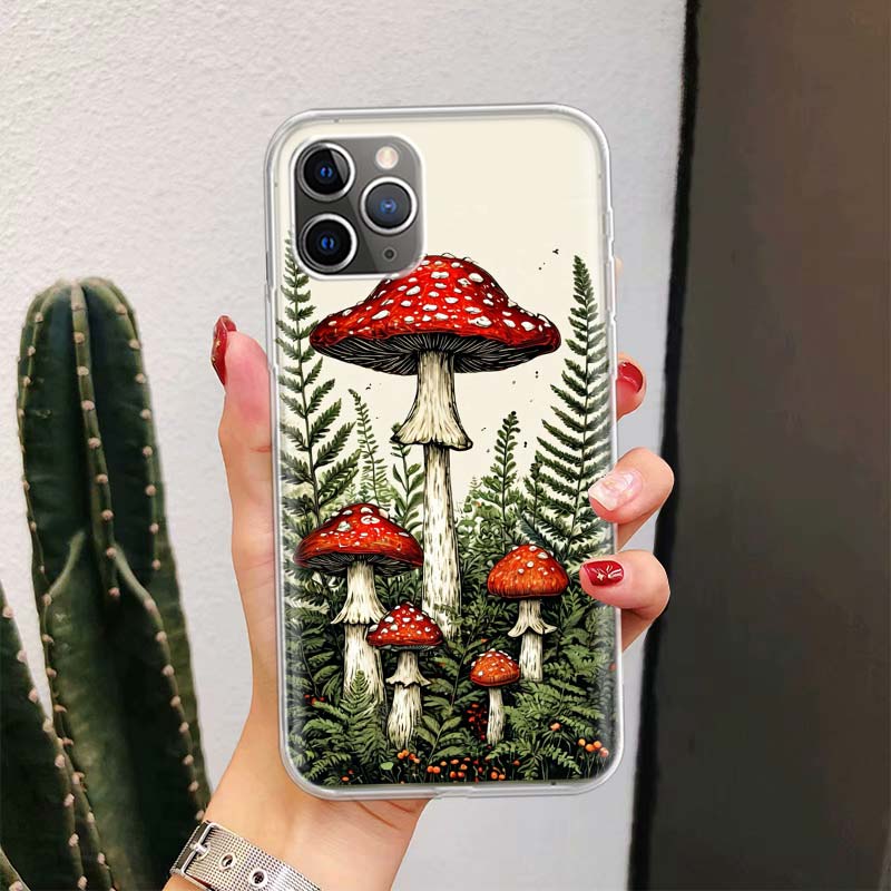 Colorful Mushroom For iPhone 17 Air 16 15 14 Plus 13 Mini 12 11 Pro Max Phone Case 16E 7 Print 8 SE Fundas Cover Soft Coque 16 1