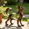 Housewarming Decor for Home Metal Hollow Cat Figurine, Retro Silhouette Art Sculpture, Rustic Elegant Shadow Sculptures Statue Living Room Desktop