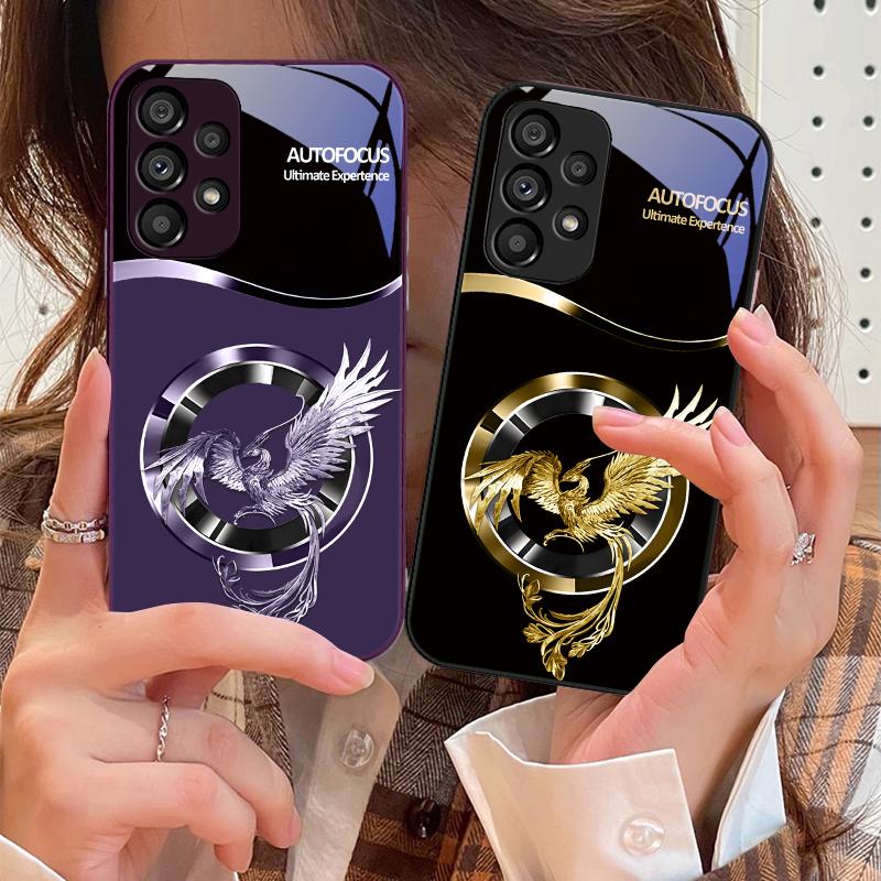 Handsome Pink Phoenix For Samsung S25 S25 Edge S25Ultra S8 9 S10 20 U ltra S21 Pro S22 Plus S23 FE S24 Ultra Glass Phone Case