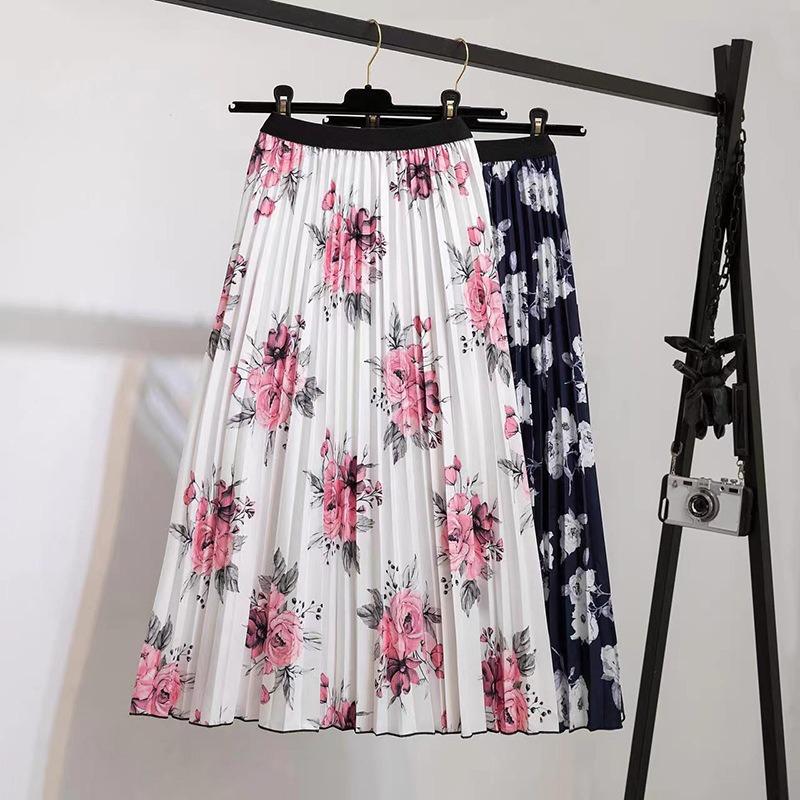 EBA abbigliamento donna primavera estate gonna di media lunghezza gonna plissettata gonna donna vita alta e sottile