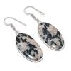 Natural Hornblende Stone Gemstone 925 Sterling Silver Jewelry Earring 1.85" AEE-10887