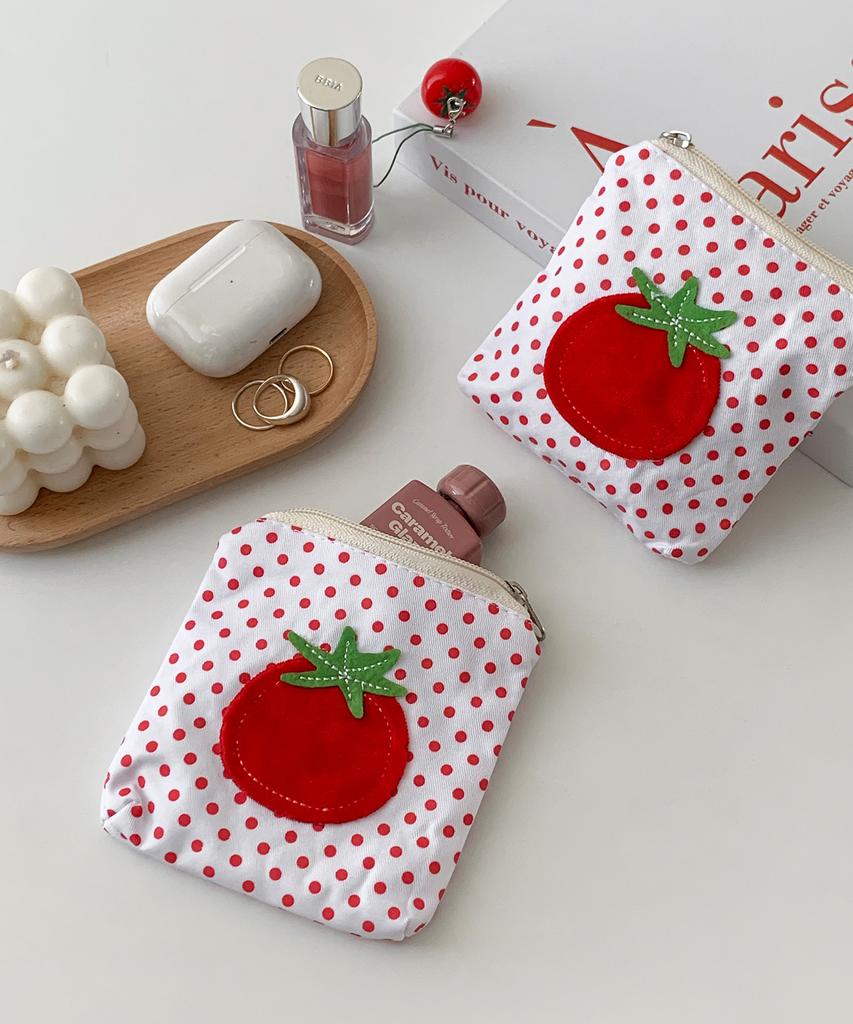 Dederit Cute Tomato Dot Mini Pouch Coin Card Wallet