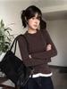 Women's Floral Lace Flannel Long-Sleeve Top - Slimming, Double-Layered Design for Autumn/Winter