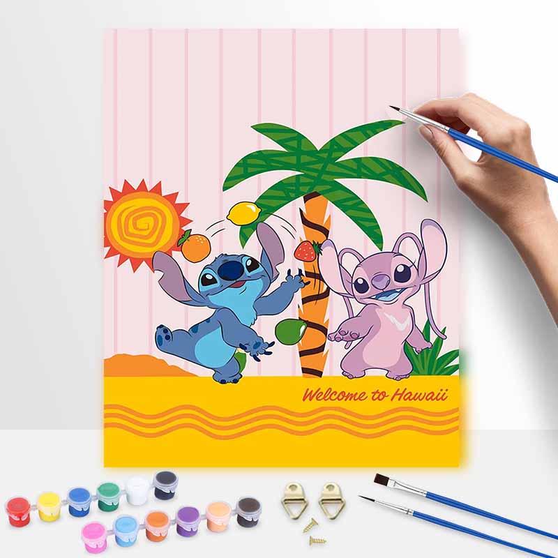 Disney Stitch and Angel oil painting kit painting art home bedroom wall decoration handmade diy gift Aloha Hawaii Tropical Vacation Fun Gifts