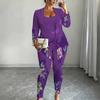 Plus Size Butterfly Floral Print 3 Piece Outfit, Long Sleeve Open Front Cardigan Cami Top Leggings Set for Women