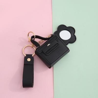 Kreativer PU-Leder Mini-Taschen-Schlüsselanhänger Cartoon mit Spiegel Ohrhörer-Taschen-Schlüsselanhänger Mädchen Handtaschen-Anhänger Aufbewahrungstasche