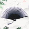 Vintage Foldable Silk Fan Flower Printing Retro Fan Crafts Party Hand Fans Folding Fan  Cheongsam