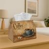 1pc Retro Kitchen Tissue Holder- Coffee Cup Still Life Design Made of Durable Polyester for Home, Office, Vehicle, And Events- Compact Napkin Organize