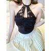 Lace neck sling vest with chest pad female pure desire style hot girl one-word shoulder tube top short top bottoming shirt