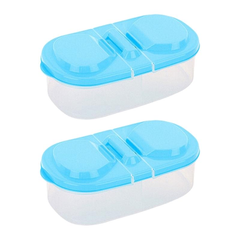 Clear Lid Double Compartment Food Storage Container Plastic Snacks Keepers For Kids Travel And Daily Use