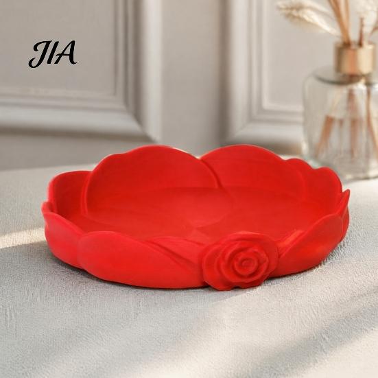 Key Dish for Entryway Rose Shaped Jewelry Storage Tray, Decorative Plastic Trinket Dish, 3D Earring And Bracelet Holder Printed Desktop Organizer