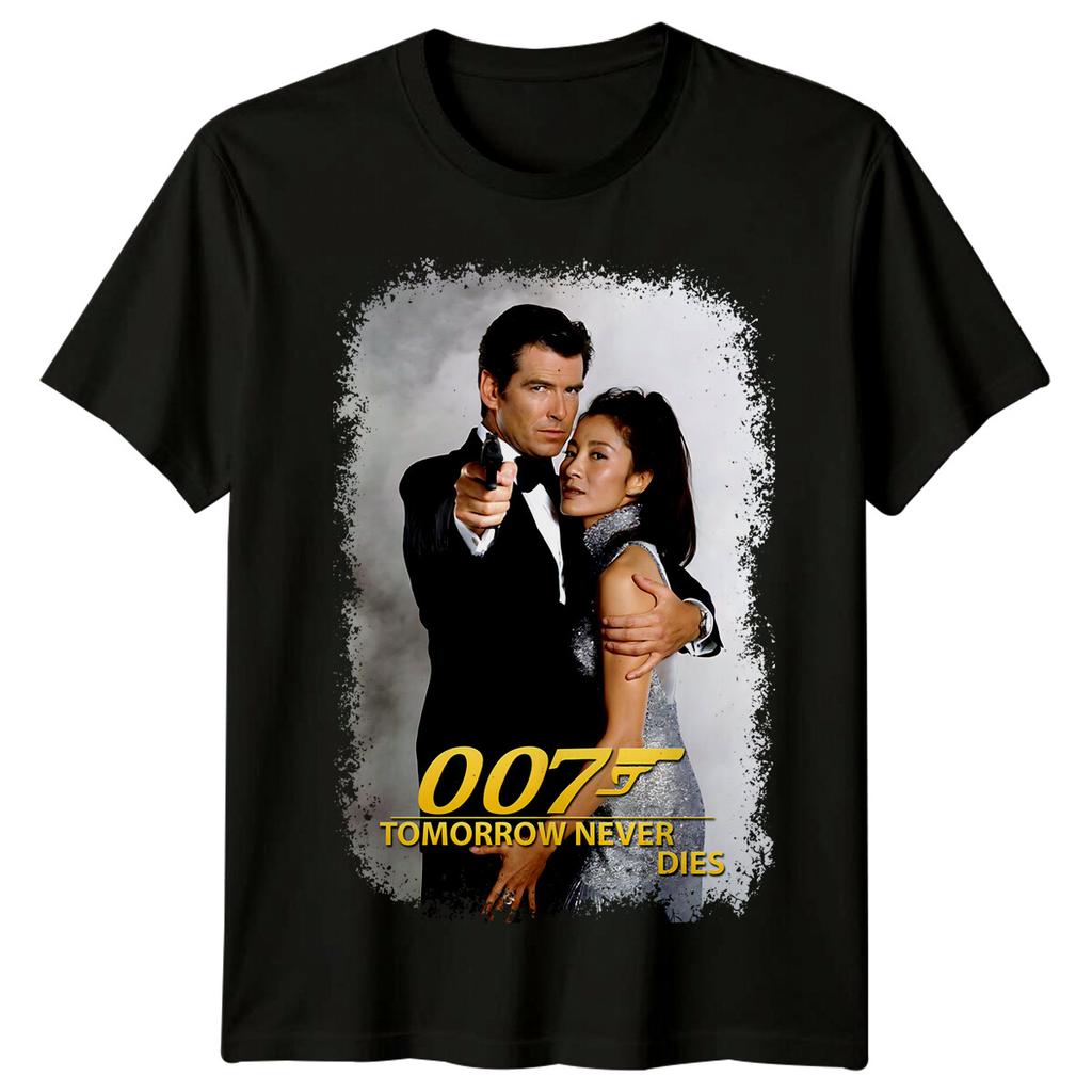 Il domani non muore mai (1997) T-shirt 100% Cotone Ispirata ai Poster dei Film Magliette da Uomo Top Maglietta Retrò Anni '80