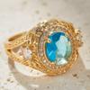 Vintage Exquisite Luxury Blue Zircon Ring for Women Personalized High-end Engagement Party Jewelry Gift Accessories