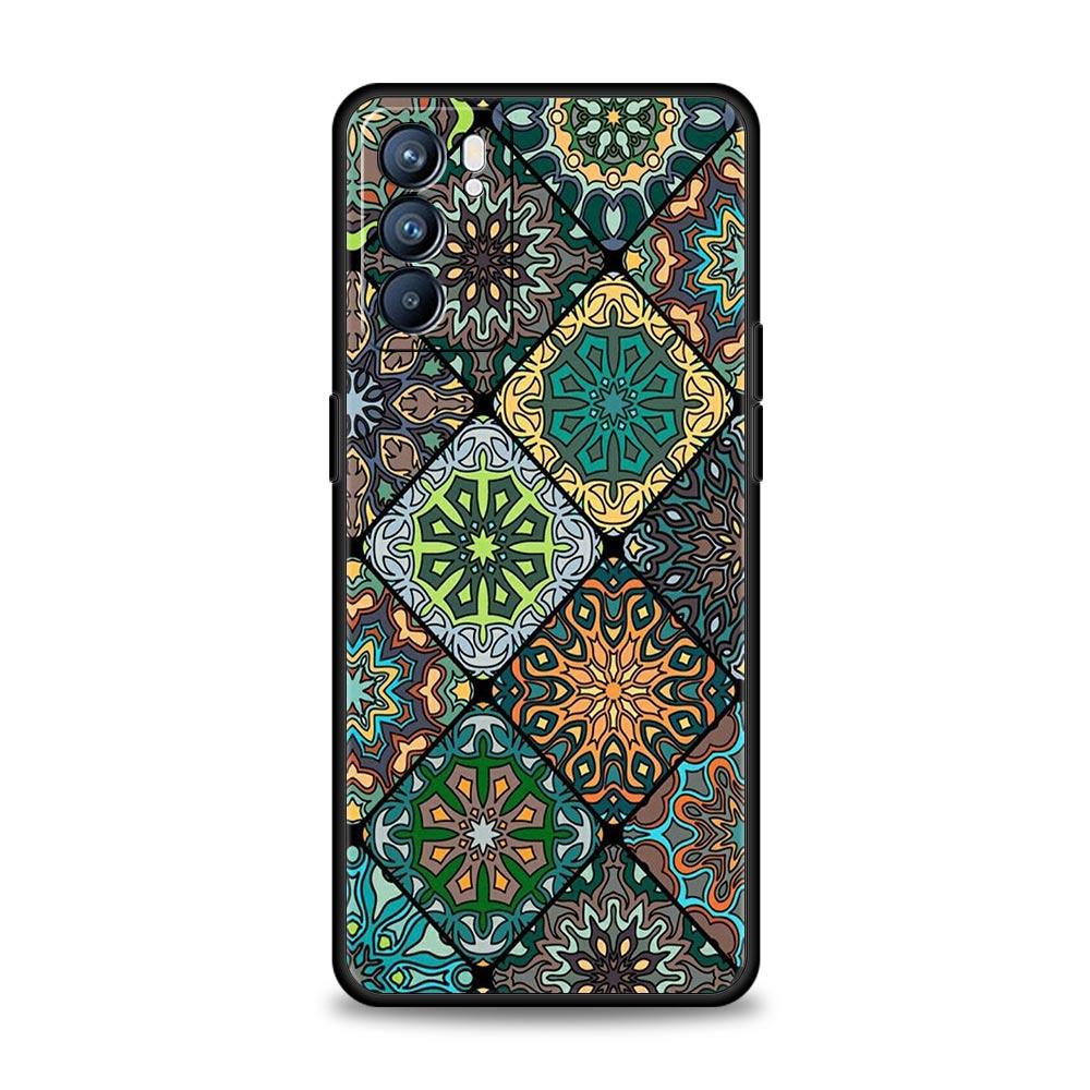 Mandala Flower Totem Case For Oppo Find X6 Pro X5 A54 A53 A52 A9 2020 A15 A95 A17 A16 A76 A74 A57 Reno7 Reno6 Pro Plus 5G Cover