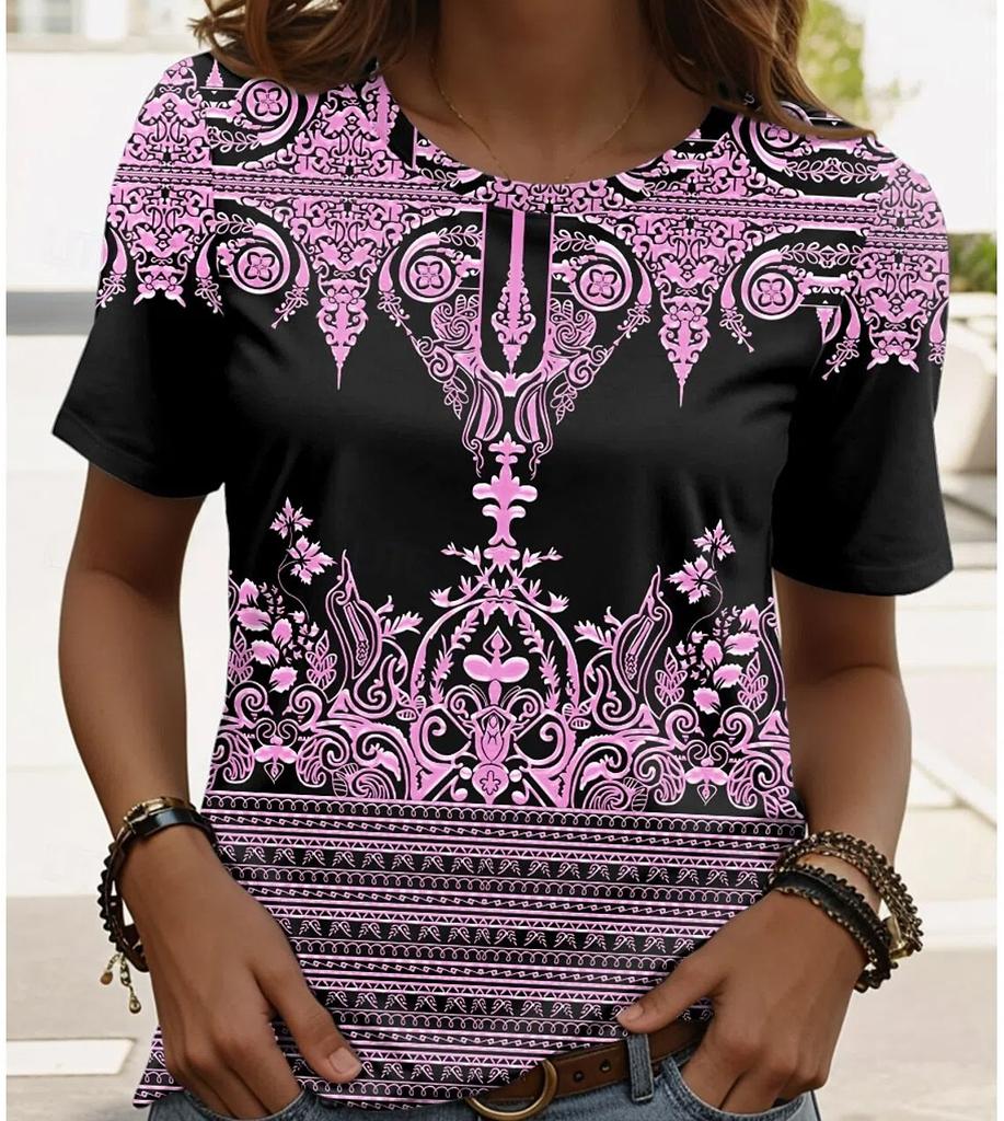 XXS-6XL T-shirt for Women's Summer Floral Graphic T Shirt Fashion Stylish Classic Short Sleeve Tops Tees Women's Clothing
