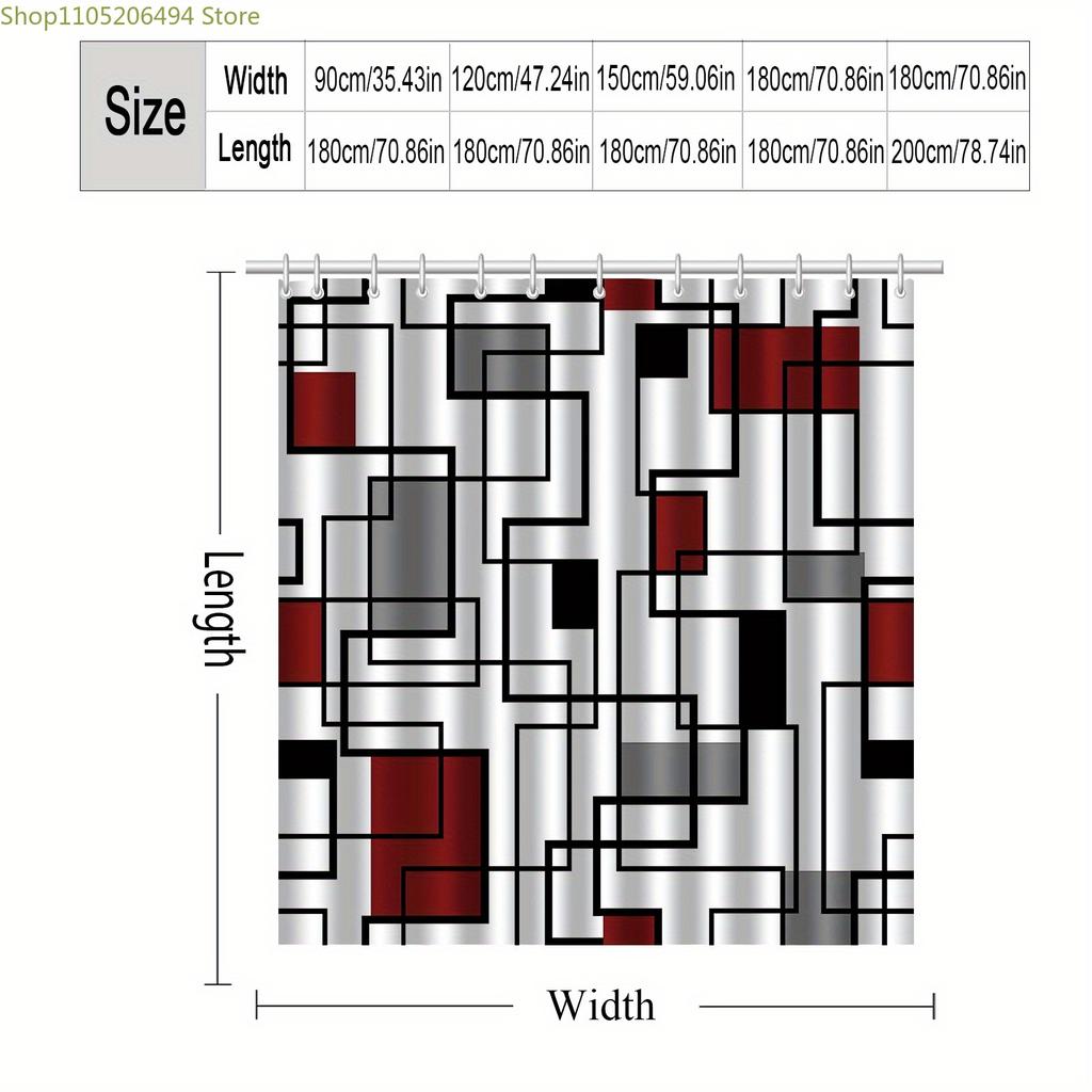 Jit1pc Geometric Pattern Printed Shower Curtain, High-End Elegant And Convenient Installation Bathroom Curtain, Suitable for H