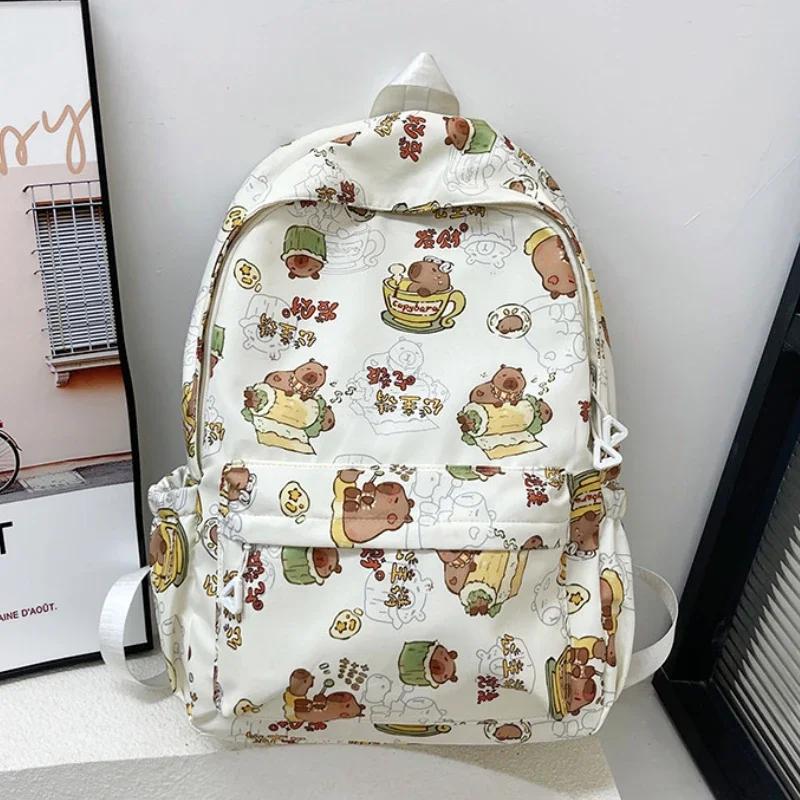 Kawaii Cartoon Capybara Backpack Funny Large Capacity Capybara School Bag Student Laptop Bag School Backpack for College Student