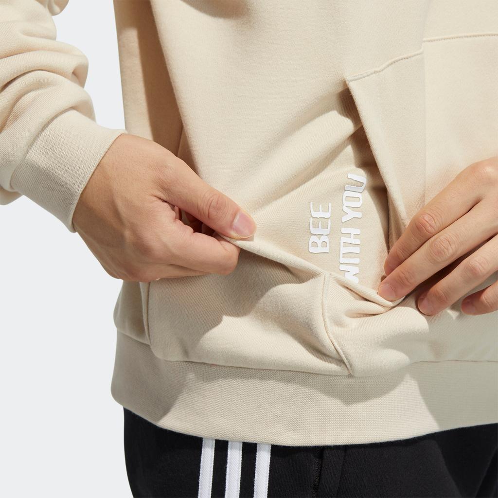 Adidas Originals Trefoil X Bee With You Co-Branded Logo Print Hoodie With Drawstring Long Sleeves Men Tops Off-White HB6865