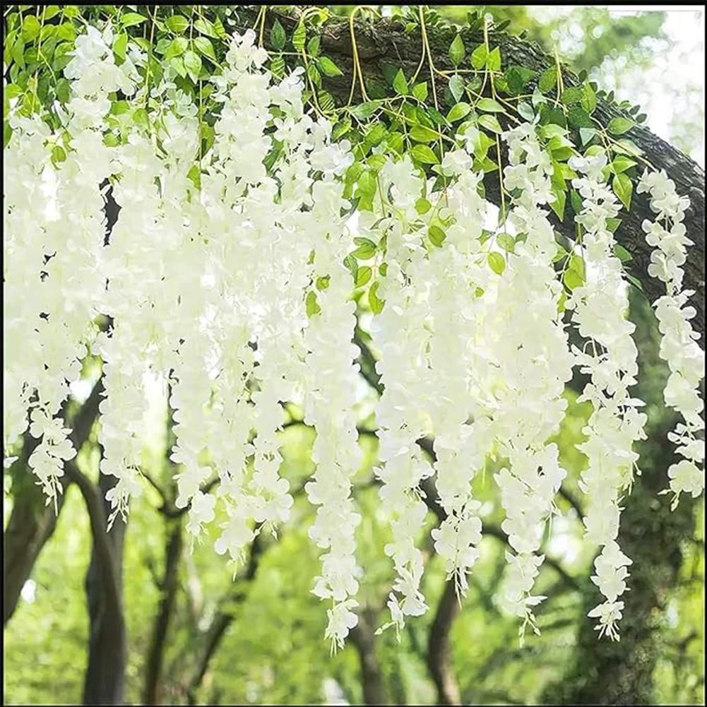 Home Decor Party Decor Silk Wisteria Vines Lifelike White Flowers High-Quality Silk Material Realistic Appearance China Mainland