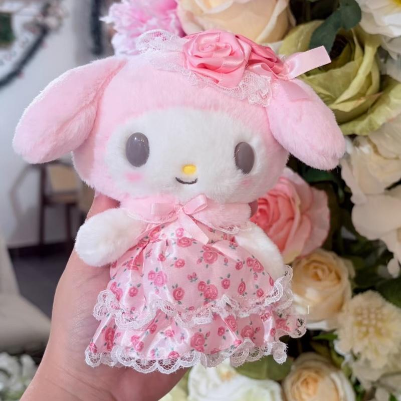 My Melody Floral Λευκή Τούλινη Φούστα Σειρά Βελούδινο Παιχνίδι Κλειδοθήκη χαριτωμένο Παιχνίδια Melody Επέτειος Γενέθλια φαντασία Βελούδινη κούκλα