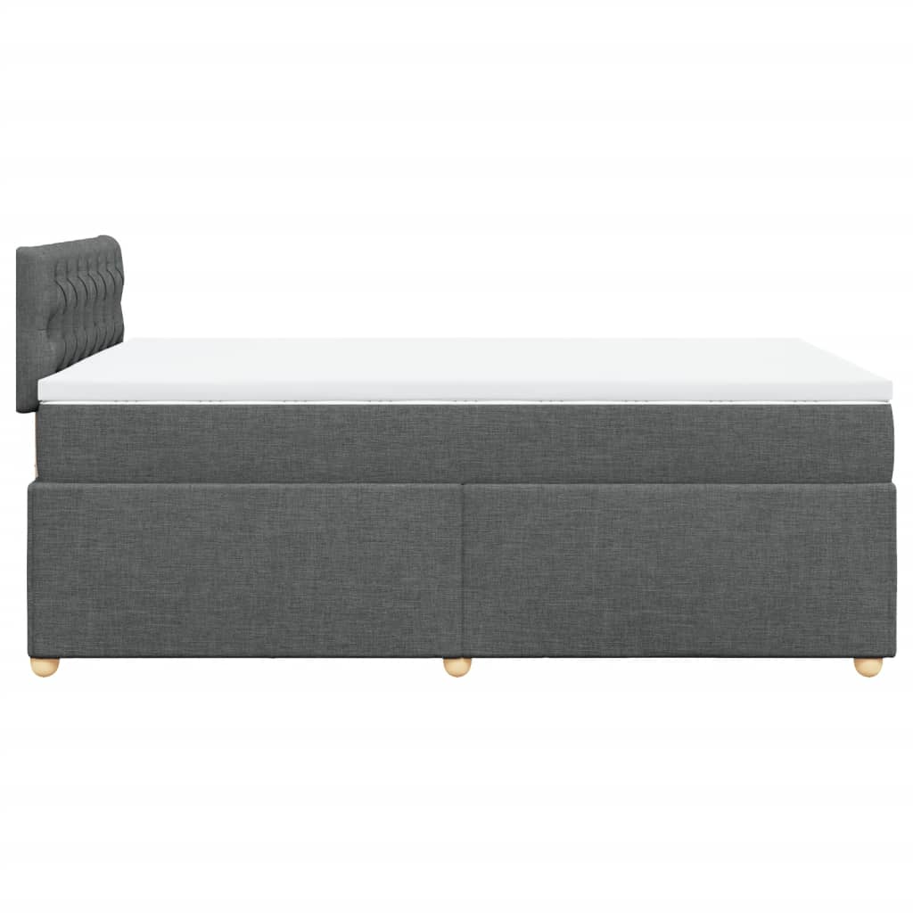 Box Spring Bed with Mattress Dark Gray 120 x 200 cm Fabric
