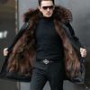 Herreparkas med full minkpelsfôr Ny vinterstil Pels-mot-hud-kåpe Imitert minkkashmir Middels lang lengde Pelskåpe
