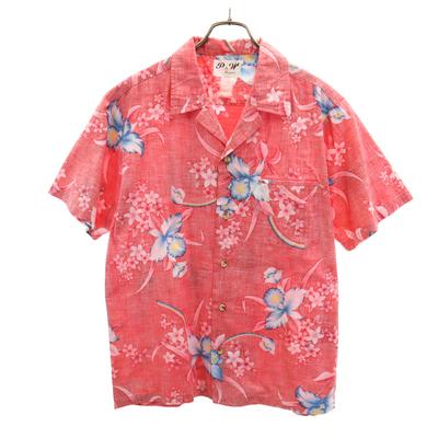 P&W Reverse Print Floral Pattern Short Sleeve Aloha Shirt M Open Collar Men's Used